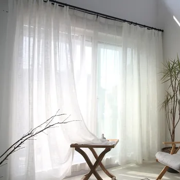 

Curtain Curtains Tulle for The Living Room Bedroom French Windows White Solid Fabric for Yarn Luxury Goods for Home and Kitchen