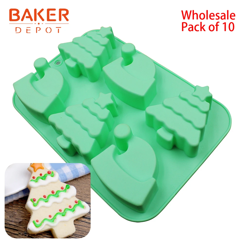 BAKER DEPOT силиконовые формы для торта Кондитерские рождественские ручной работы мыло смолы гипсовые формы для украшения торта набор инструментов из 10 - Цвет: CDSM-679