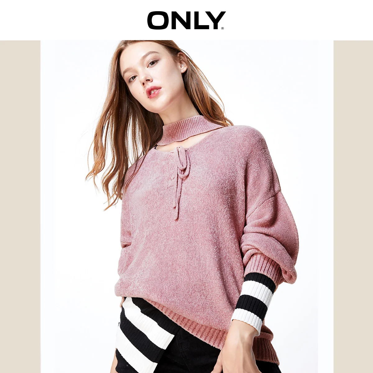 Tanie Tylko damski luźny krój sznurowany z długimi rękawami | 119313531