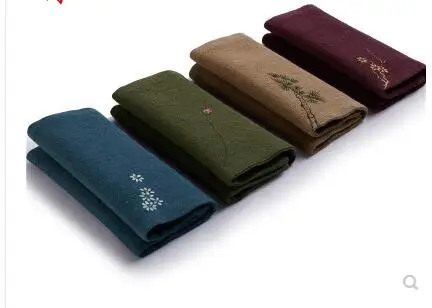 Cotton and linen hand-painted tea towel Chinese style square scarf Zen tea cloth handmade retro rag tea ceremony