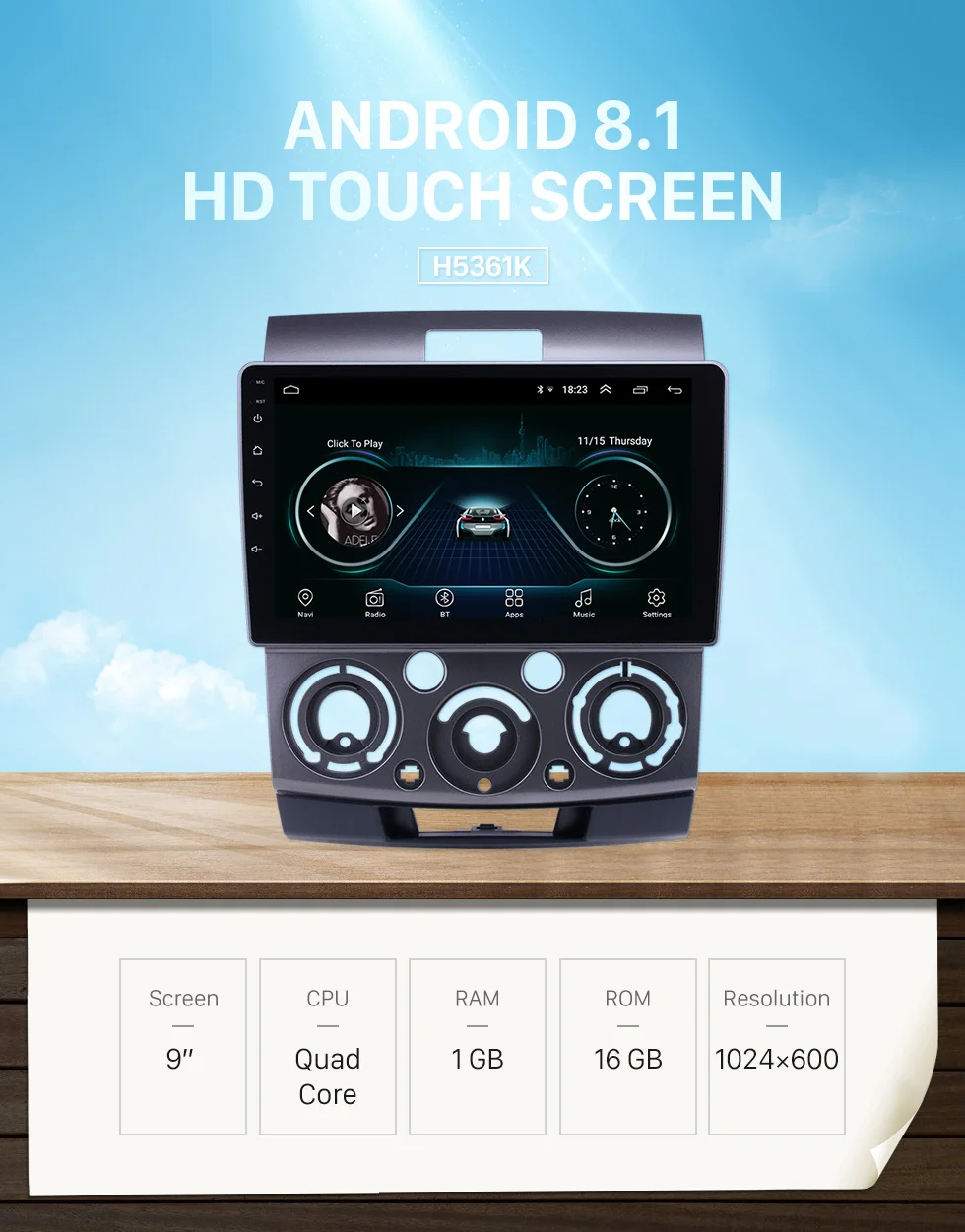 Flash Deal Harfey Car Multimedia Player 9" Android 8.1 GPS Radio for 2006-2010 Ford Everest/Ranger Mazda BT-50 Stereo support Carplay TPMS 0