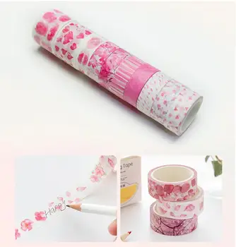 

10pcs/lot Sweet Floral Washi Tape Gift Box Pack 15mm/20mm/30mm*5M DIY Deo Supplies Free Shipping