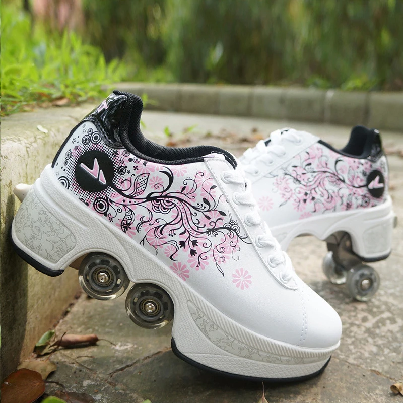 Zapatillas de deporte informales para hombre y mujer, patines de rueda  deformables para caminar, Unisex, de cuatro ruedas|Skate| - AliExpress