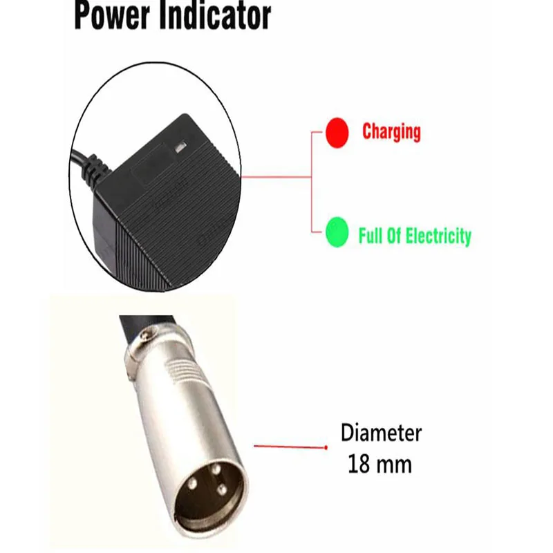 Battery Charger 36V 1.5A Lead-acid Battery Charger for 3s 12v Lead Acid Battery 3-Pin XLR Connector