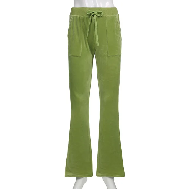 ALLNeon 2000s Aesthetics Pink Velour 2 Piece Sets with Pants Streetwear Zip Up Hoodie Drawstring Low Waist Pants Co-ord Suit green pants