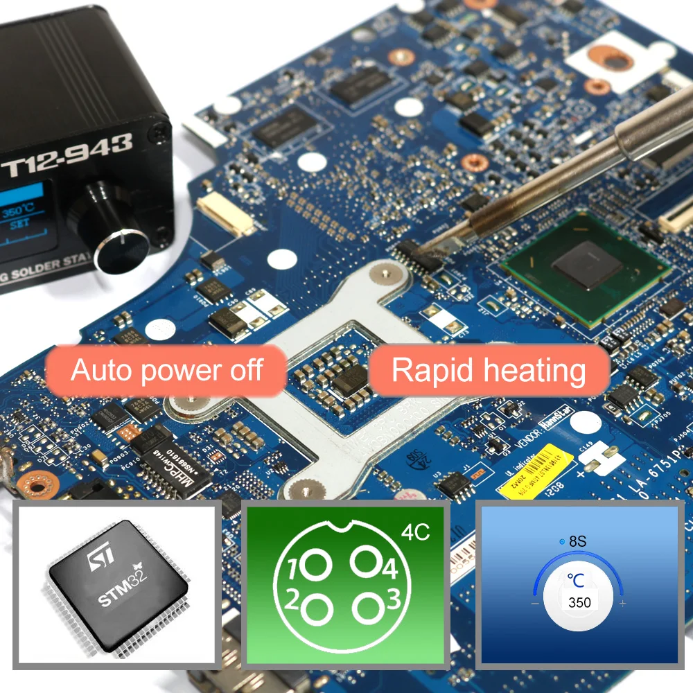 Quicko T12-943 мини OLED цифровая паяльная станция T12-P9 черной пластиковой ручкой с наконечниками для паяльника инструмент для сварки
