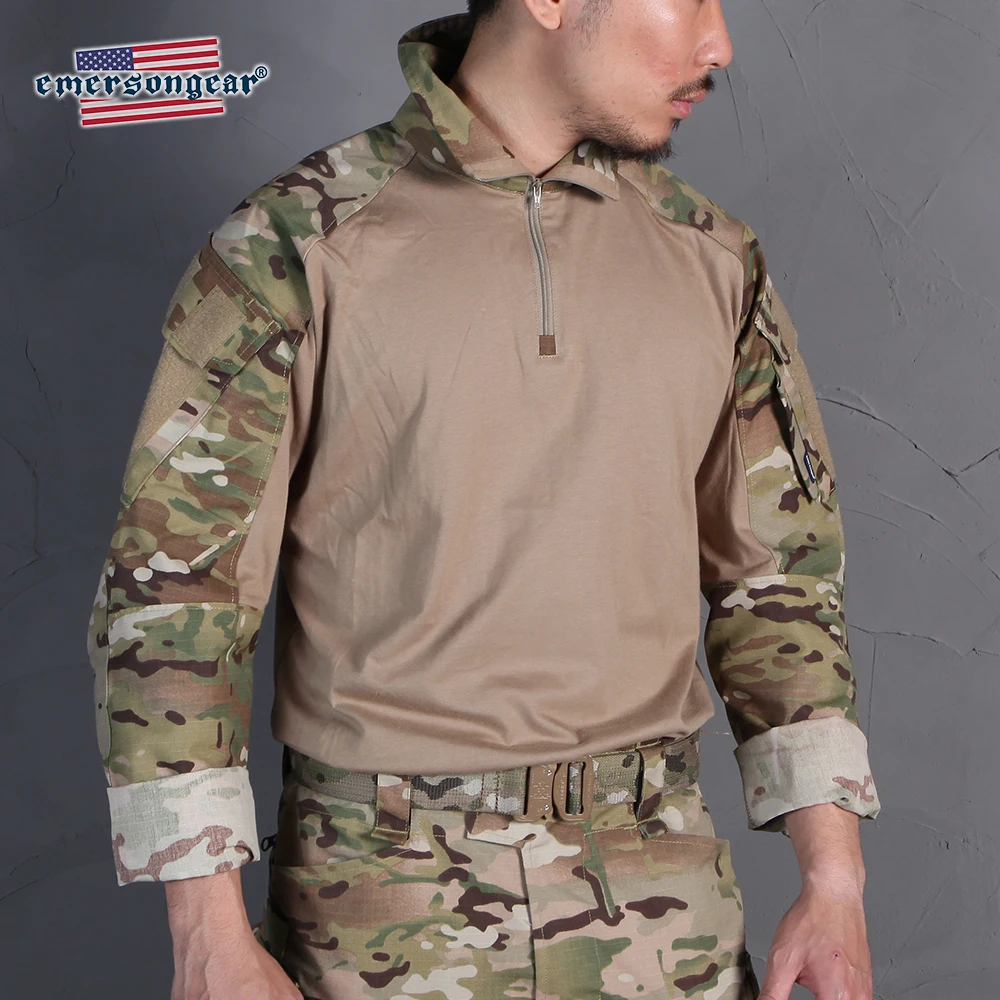 Preise Emersongear Blue Label G3 Kampf Tactical Hemd w Ellenbogen Pads Herren BDU Sport Slim Fit Military Armee Duty Tops Echte multicam