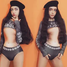 Сексуальный цельный боди с длинным рукавом для ночного клуба, для женщин, певец, костюм для танцев на шесте, комбинезон для вечеринки DWY2418