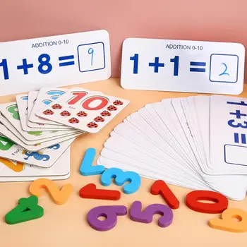 

Wooden Counting Sticks Cards Rich in Color Benefiting Eyes Development Kids Preschool Math Learning Early Educational Toys