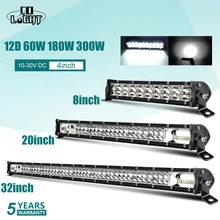 CO LIGHT Super Slim 12D 8" 20" 32" LED Bar Spot Flood Beam LED Light Bar for Tractor Boat Offroad 4WD 4x4 Trucks SUV ATV 12V 24V