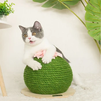 

Ball Cactus Scratcher Handmade Tree Plant Shape Cat Scratcher Interactive Sisal Hemp Scratching Post Toys For Pet Cat Training