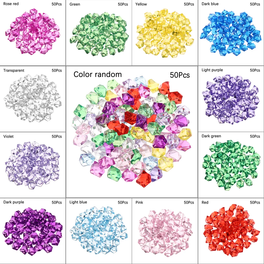 Colorful Art Artificial Stones Crystal Ice Cubes Vase Filler Wedding Ornament Garden Cobblestones Aquarium Decoration 50Pcs fish tank ornaments,fish tank decorations,aquarium ornaments