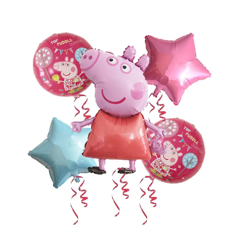 5 шт./партия 18 дюймов Peppa Pig helium Воздушные шары Дети День Рождения вечерние украшения детский душ Джордж баллон детские игрушки globos - Цвет: Прозрачный