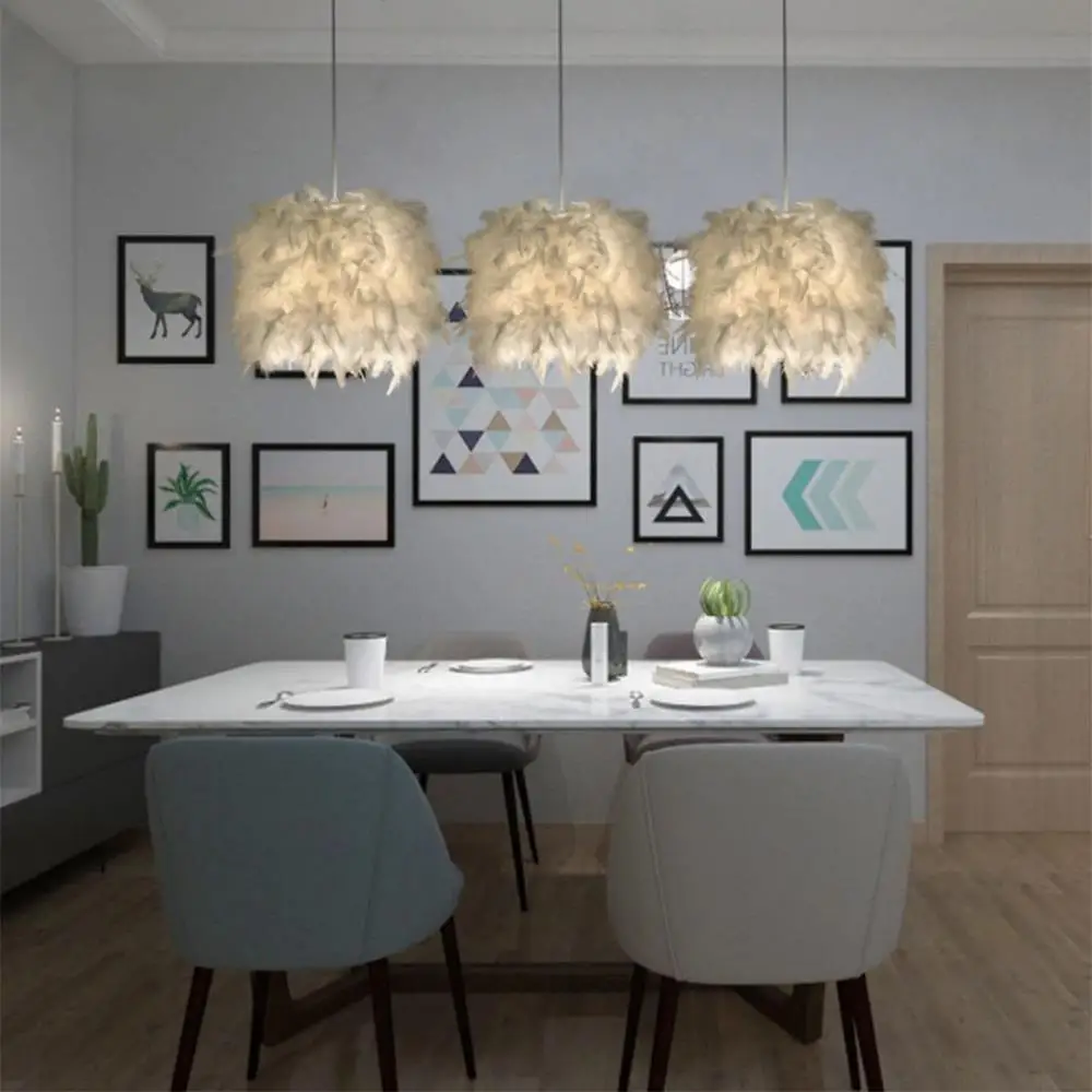 

Fairy Lampshade Feather Shade Modern Style Feather Pendant Lampshade Romantic Ceiling Light Vintage Shade for Living Room
