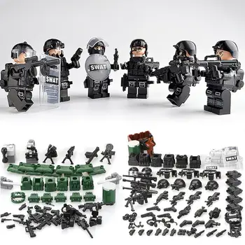

Military Special Forces Soldiers Bricks Figures Guns Weapons Compatible Legoings Armed SWAT Building Blocks Ww2 Toys