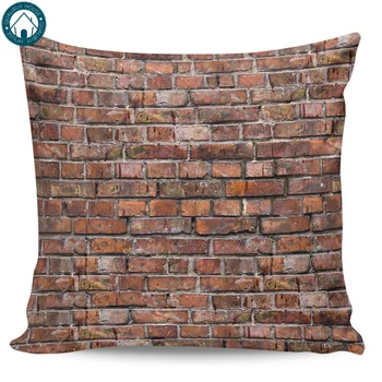 

Crack In Stone Brick Wall Retro Red Stone Wallpaper Pattern Pillow Covers Cases Cover Cushion Pillowcase Square Print
