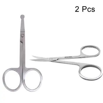 

2pcs Nasal Hair Scissors Rounded Portable Safety Stainless Steel Curved Nose Hair Trimmer Eyebrow Scissors for Women Lady Adult