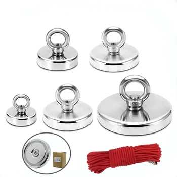 

Strong Magnet Pot Magnetic Hook Permanent Neodymium NdFeB Magnetic Fishing Tool with Rope Fishing Magnet Deep Sea Salvage