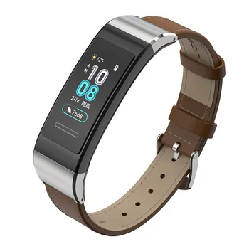 

for Huawei Bracelet 3 Watch Strap First Layer Calfskin Leather Watch Strap Watch Strap for Huawei 3 Bracelet Wrist Strap-Repl