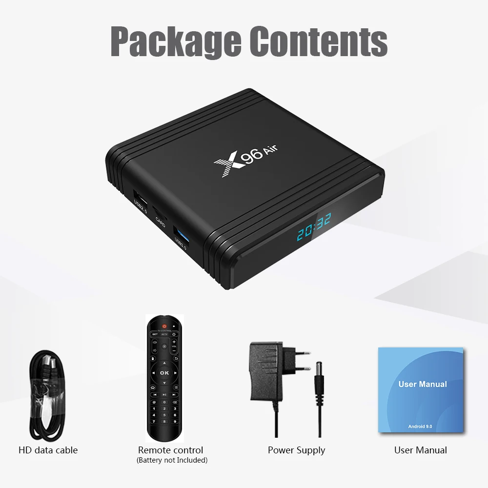 ТВ-приставка X96Air Amlogic S905X3 Android 9,0 4K Android BOX X96 Air quad core 2,4G& 5G Wifi BT4.1 H.265