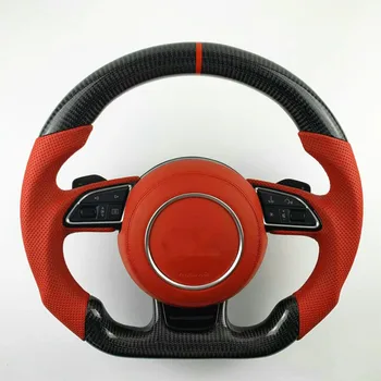 

Real carbon fiber steering wheel For Audi A3 A4 L A5 A6 A7 R8 Carbon fiber steering wheel R8 Engine Start Stop button switch 　