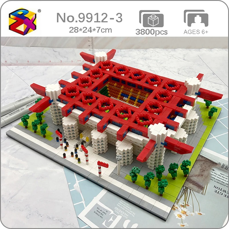 PZX World Architecture Football San Siro Meazza Stadium Soccer Field Mini Diamond Blocks Bricks Building Toy for Children no Box | Игрушки и