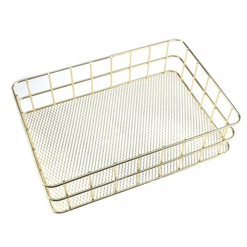 

Wire Iron Storage Basket Rose Gold Durable Home Office Desk Shelf Desktop For Kichen Cabinets Bedroom Bathroom DEC889
