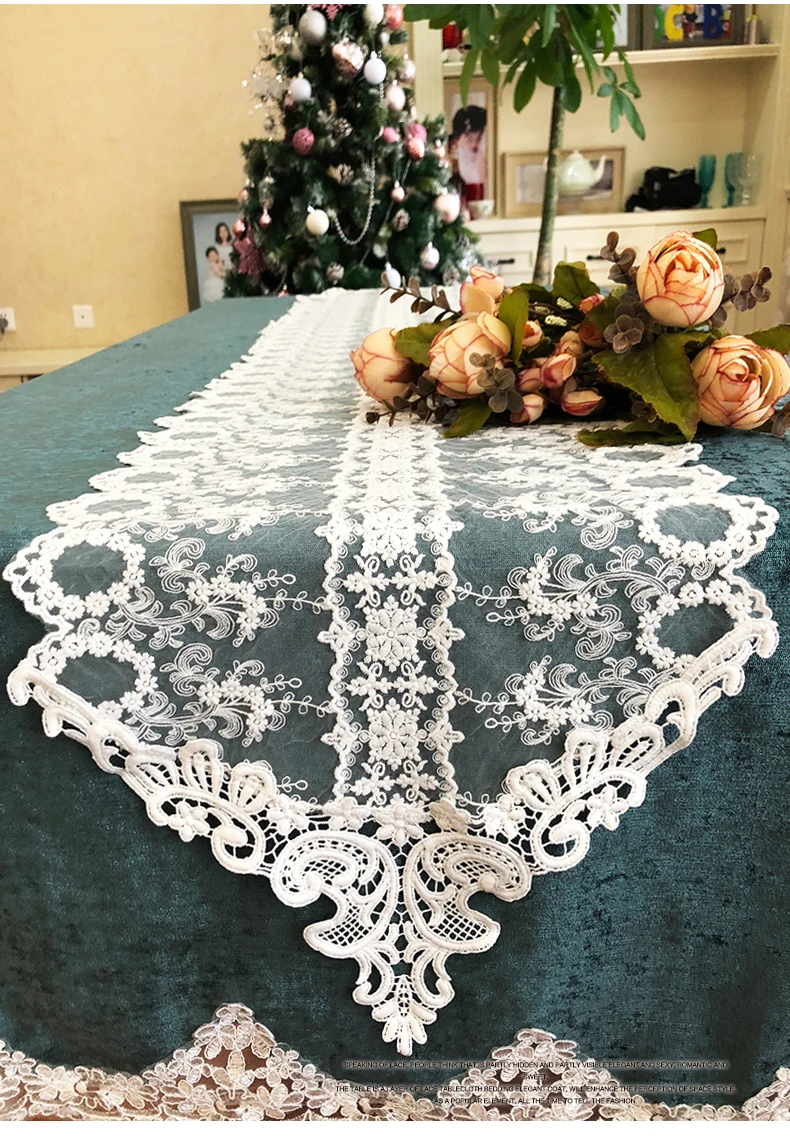 Новое поступление Европейской кружевной скатерти с вышивкой с кисточками украшения для рождества, дня рождения, свадьбы