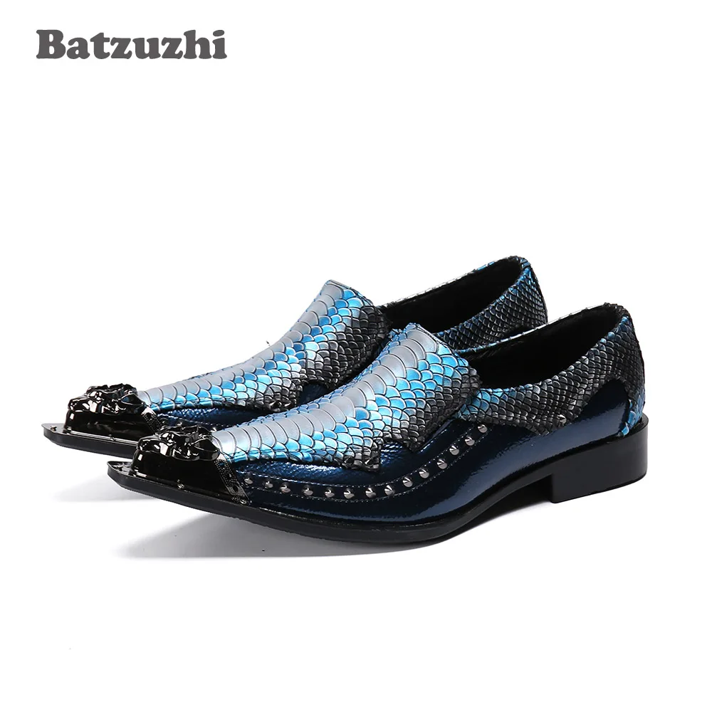 

Batzuzhi Italian Leather Mens Dress Shoes Vintage Formal Dress Shoes Men Leather Rock Punk Party Shoes Men, Big Sizes EU38-46