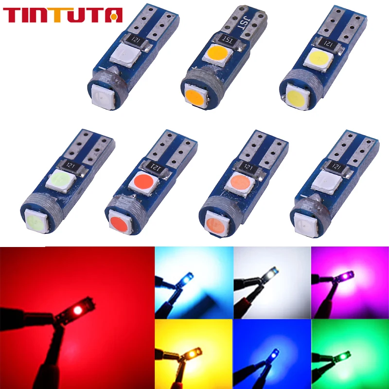 Can-bus 10 шт. T5 светодиодные лампы W3W W1.2W Led 3030 3SMD автомобиля Подсветка салона