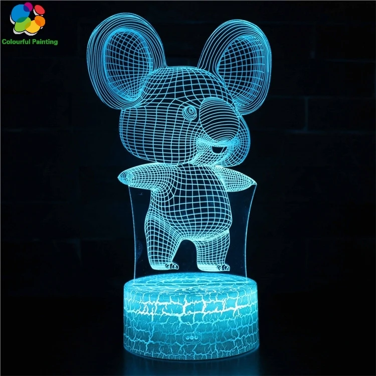 

Cartoon Bear Totoro Conan Mermaid 3D Light LED Crack Night Light 7 Colors Changing Mood 3AA Battery Powered USB Lamp Gift 3