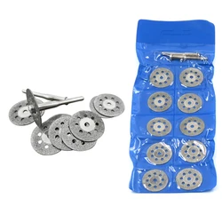 New Hot Sale 10Pcs 22mm Mini Sharp Diamond Cut Off Rotary Tool Cutting Disc Disks DIY Tools Accessories for Dremel with 2Pcs Rod