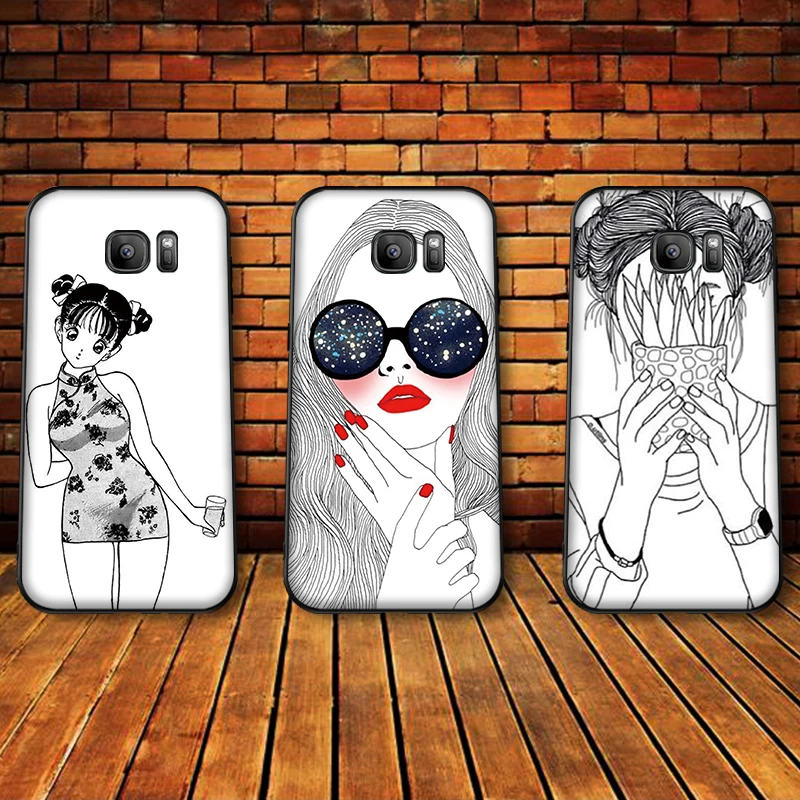 Для samsung A3 A5 A6 A7 A8 A9 A10 A20 A30 A40 A50 A60 плюс Чехол черного цвета для девочек силиконовая