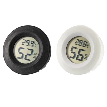 

uxcell Black Round Shape Digital Temperature Humidity Meters Gauge Indoor Thermometer Hygrometer LCD Display Celsius(°C)