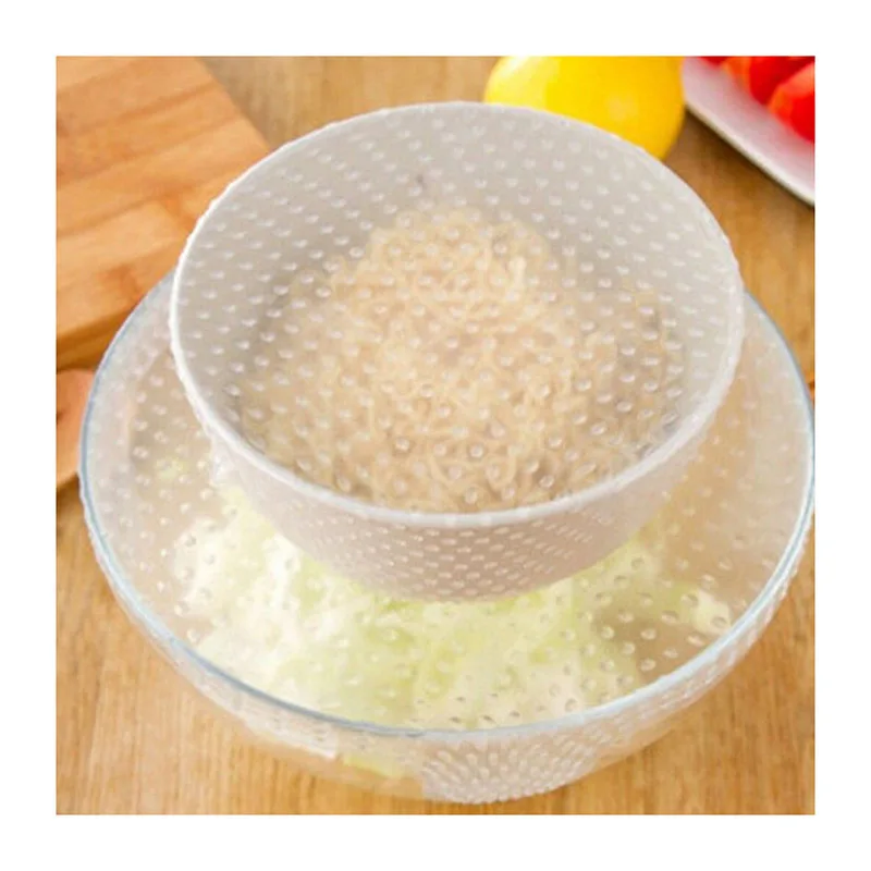 Stretch and Fresh 4pcs Silicone Food Wrap Multi-function Bowls Cover Kitchen Accessories J8 - Цвет: Белый