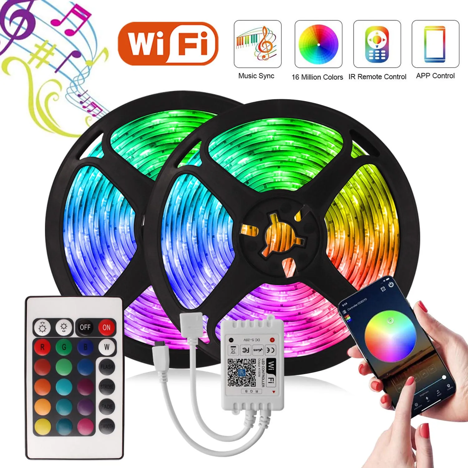 

WIFI LED Strip 12V DC APP Controller Flexible Led Lights Decoration SMD 2835 5050 Room Holiday Christmas Lights Light Lighting