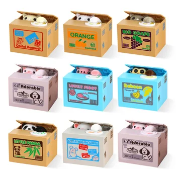 

Cat Dog Piggy Bank Coin Box Deposit Saving Money Safe Box Electronic Cash Plastic Safety Deposit Box for Children Kid Home