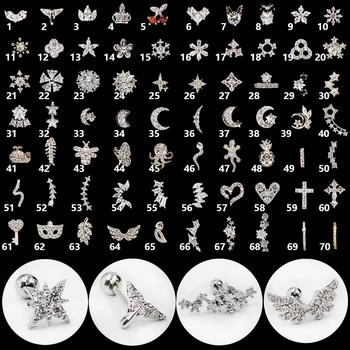 1PC steel Zircon Ear Tragus Cartilage Stud Helix Rook Conch Screw Back Earring 20g Stainless Steel Ear Body Piercing Jewelry