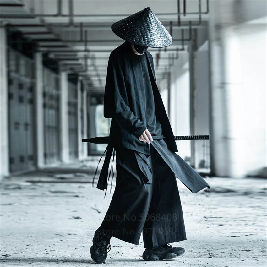 日本の伝統的なカーディガン 男性用 ストリートウェア 黒のコート 原宿 侍ファッション コスプレ衣装 アジア 太平洋諸島 服 Aliexpress