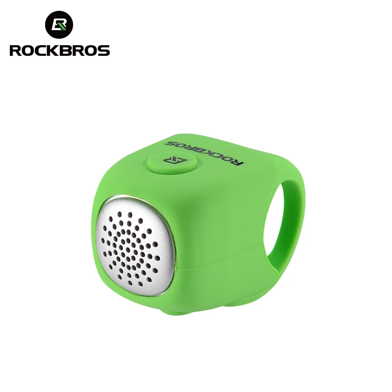 green ROCKBROS мини 110dB Электрические Велосипедные звонки водостойкий для горного велосипеда, руль для шоссейного велосипеда, руль рог 5 цветов Silica гелевый бампер кольцо велосипедный Звонок - Цвет: green