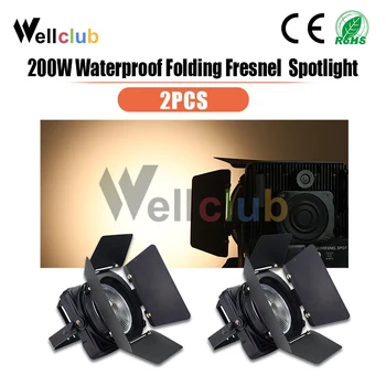 

2PCS 200w Waterproof COB Led Fresnel DMX Stage Light WW/CW Color LCD Touch Screen Led Folding Spotlight with Zoom For Camera