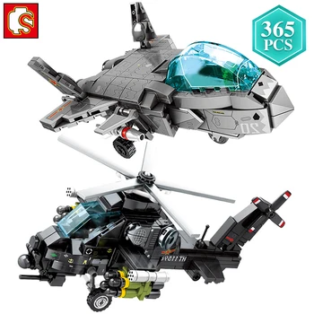 

SEMBO Technic Military Z-10 Helicopter J-20 Fighter Building Blocks with Action Figures Bricks Educational Toys Children Gift