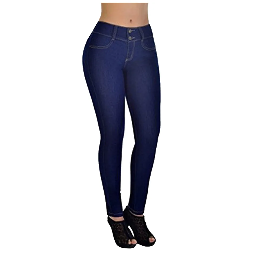 Dark Blue Модные женские повседневные джинсы большого размера, обтягивающие осенние и зимние Стрейчевые узкие джинсы персикового цвета, специальные привлекательные джинсы - Цвет: Dark Blue