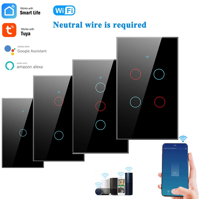 Wifi Smart Light Touch Switch Smart Life/tuya App Control Alexa Google Home Assistant Voice