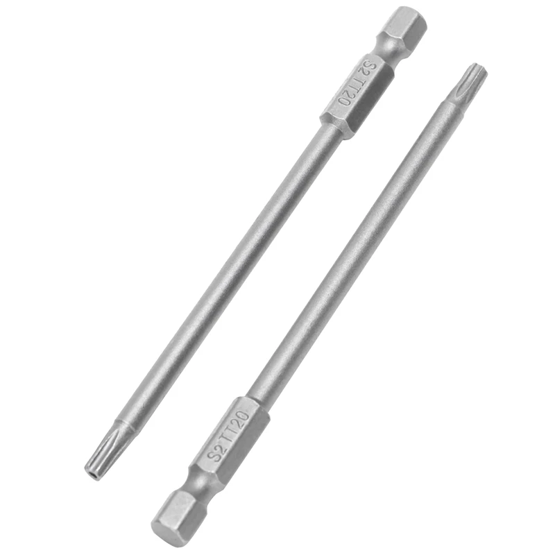 ELEG-10pcs 100 мм Длина 1/4 дюйма шестигранный хвостовик T20 Torx отвертка безопасности биты, серебристо-серый