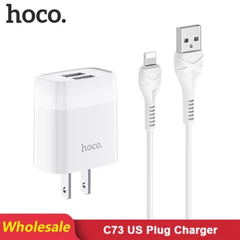 

HOCO C73 20 pcs/Lots Wholesale 5V 2.1A USB Charger For iPhone 11 Xs Max US Plug Wall Charger Adapter for Samsung Xiaomi Huawei