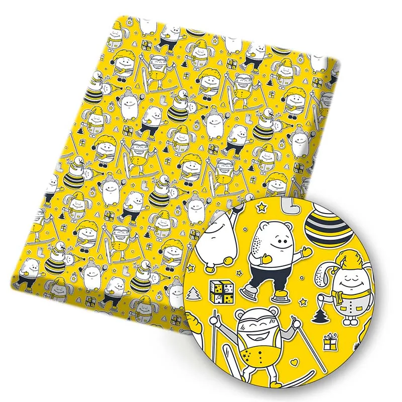 

Polyester Cotton Cloth Fabric Sheet By The Yard Bear Cartoon Printed Fabrics For DIY Craft Doll Dress Apparel Sewing 45*150cm/pc