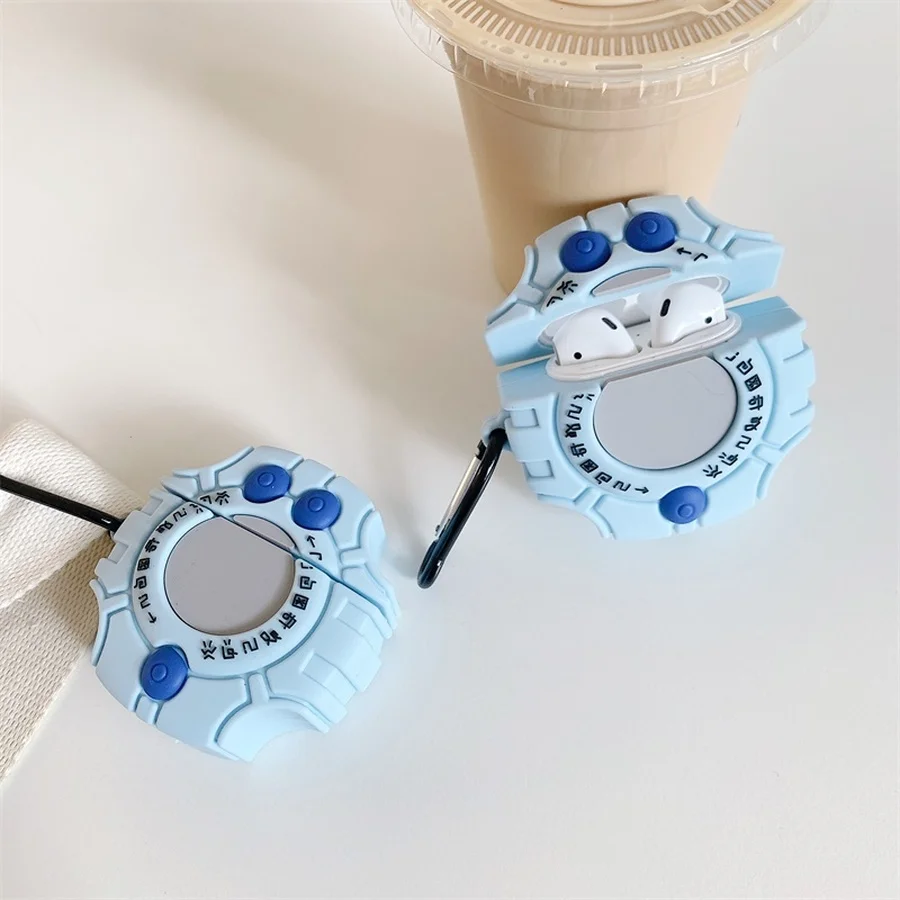 3D силиконовые чехлы для наушников Digimon Monster для Apple Airpods 1/2, коробка для зарядки, милый мультяшный защитный чехол для наушников с крючком