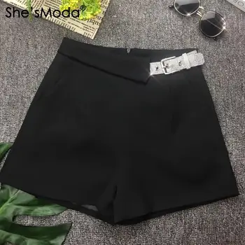 

She'sModa Buckle Suit Fabric Spring Summer Women's A-Line Mini Skirt