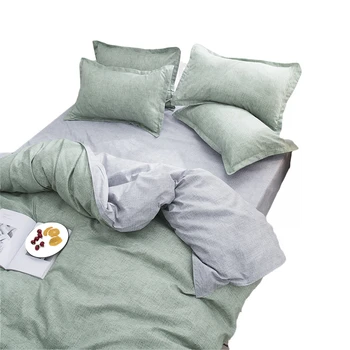 

Bed Sheet Quilt Cover Four-Piece Bedding Set Men's Simple Boys Fashion Solid Color Green Bedding Kit Three-Piece Set
